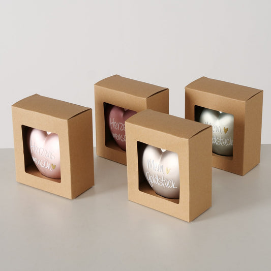 Weihnachtsanhänger Herzensmensch, 4 Varianten., Herz, L 10 cm, H 10 cm, Matt