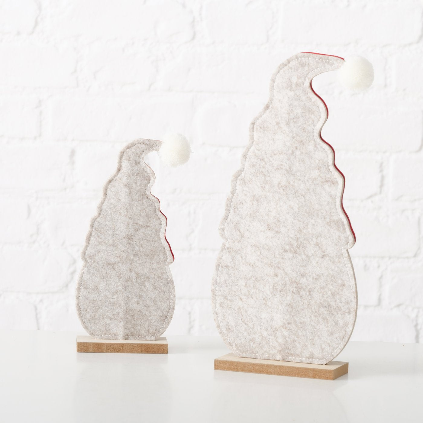 Figur Flynn, 2 tlg., Wichtel, H 19,5-27 cm, Filz, Grau, Rot