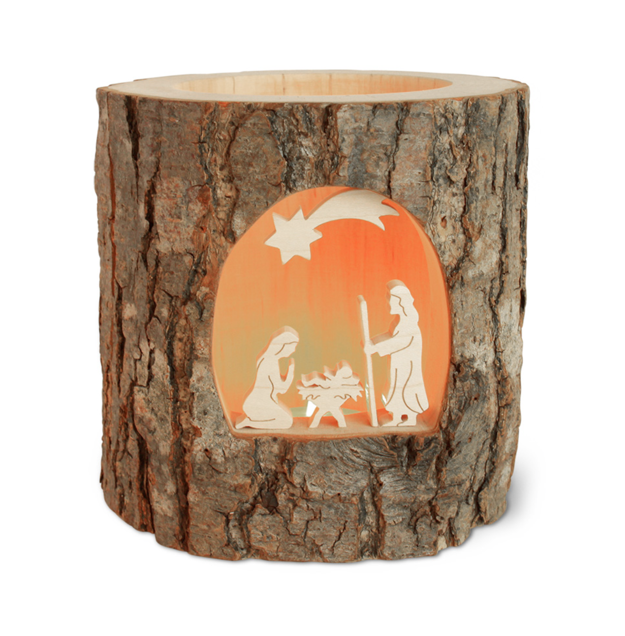 Stimmungsleuchter mit Krippenbild, H 11,5cm B 11cm T 11cm