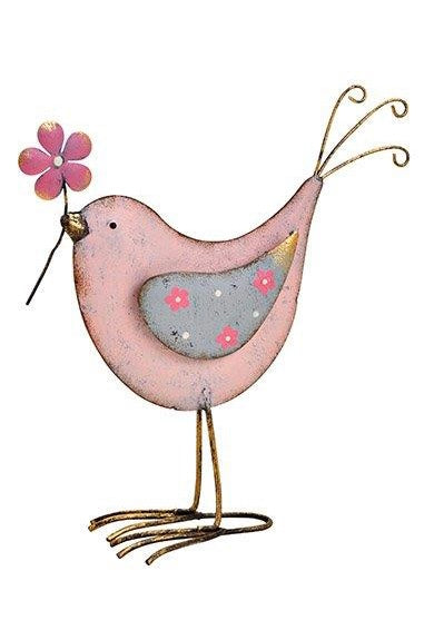 Vogelset "Doris" und "Rosi" aus Metall in den Farben Grau und Pink, Einzeln erhältlich, (B/H/T) 15x17x5 cm