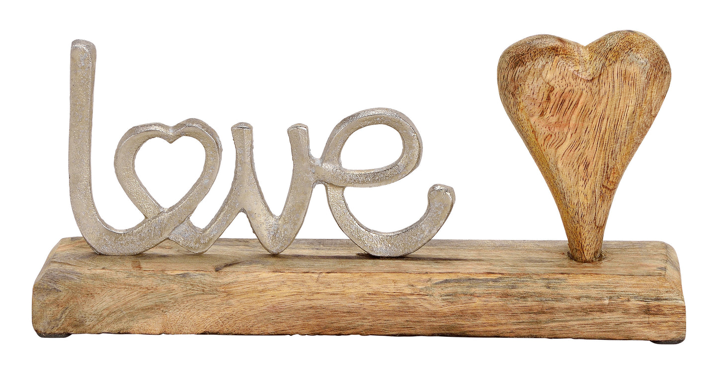 Schriftzug Love aus Metall und Mangoholz