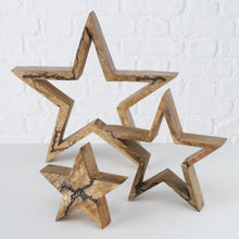 Lade das Bild in den Galerie-Viewer, Dekoaufsteller Percha, Sterne aus Mangoholz, 3teilig, ideal zur Weihnachts- und Adventsdeko
