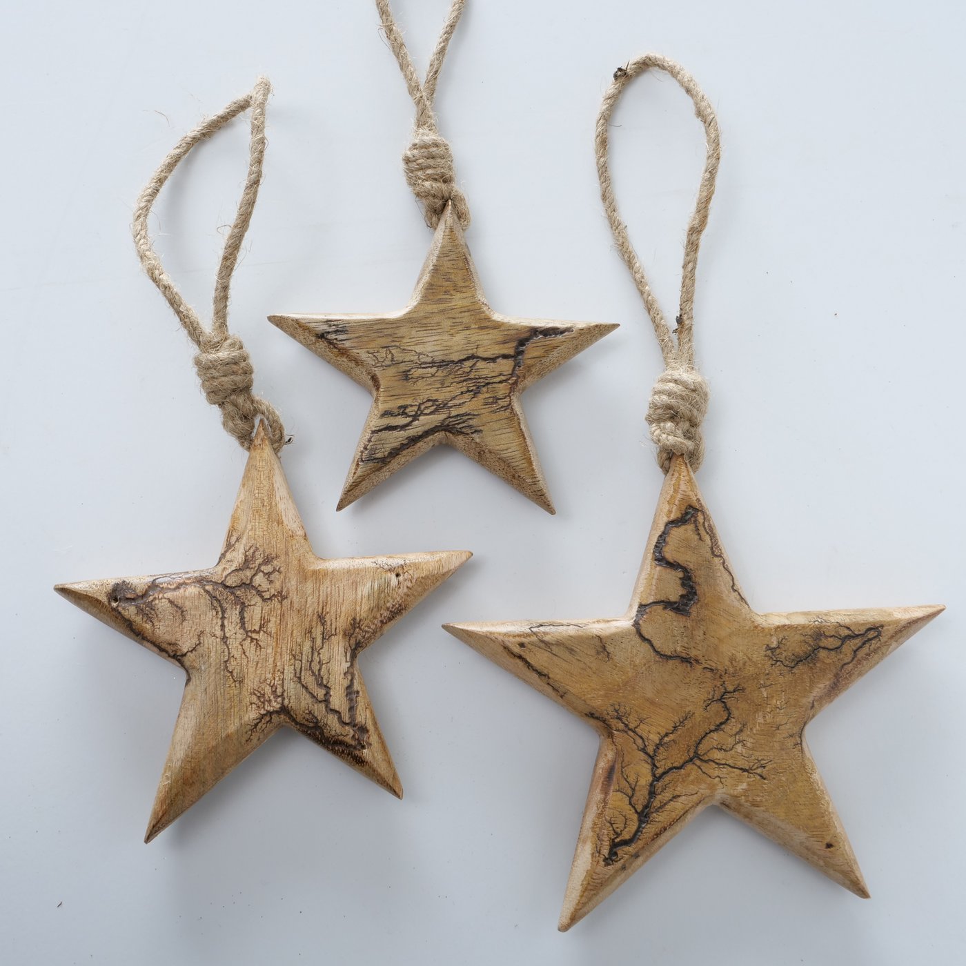 Dekoanhänger "Percha" aus Mangoholz, 3-teiliges Set, Sterne