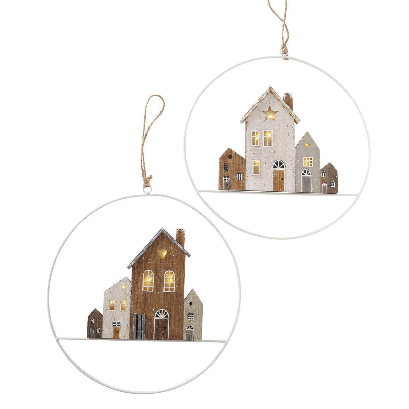 Dekoanhänger Houses in den Farben Weiß oder braun, Höhe 31 cm, Shabby – May_Kreativwelt