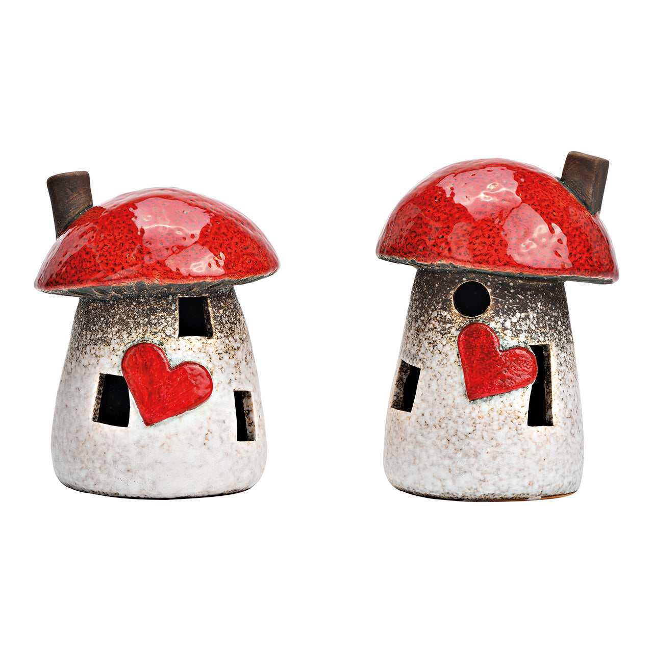 Pilzhaus aus Keramik rot, weiß 10x15x10cm,2 Varianten