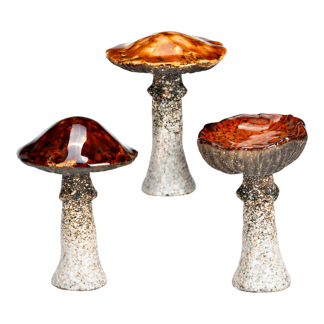 Pilz aus Steingut, 6x9x6cm in 3 Farbvarianten