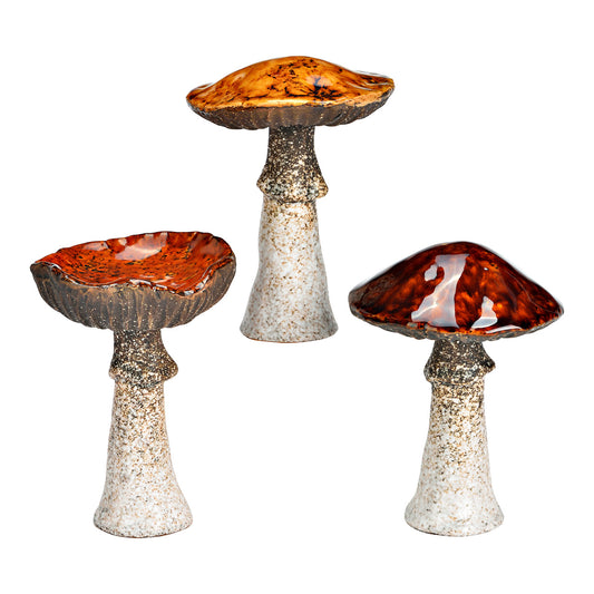 Pilz aus Steingut, 9x12x9cm, in 3 verschiedenen Farben