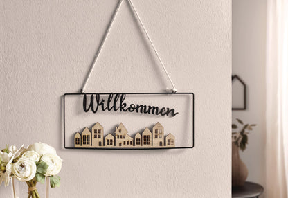 Hänger "Willkommen" - 30 x 13 cm