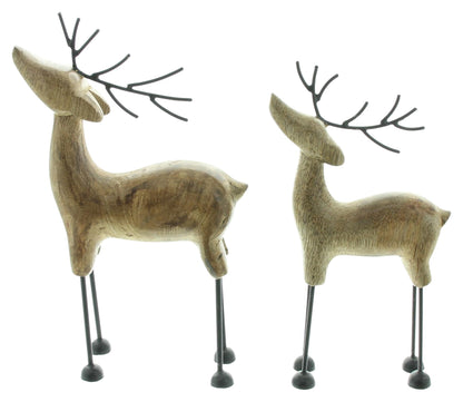Rentier "Mangoholz" 2er Set - Höhe 24 cm und 27 cm
