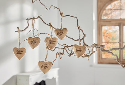 Dekoanhänger Herzchen - 6er Set - verschiedene Beschriftungen