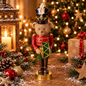 Nussknacker Teddybär 24 cm – Weihnachtsdeko in Rot, Grün & Gold