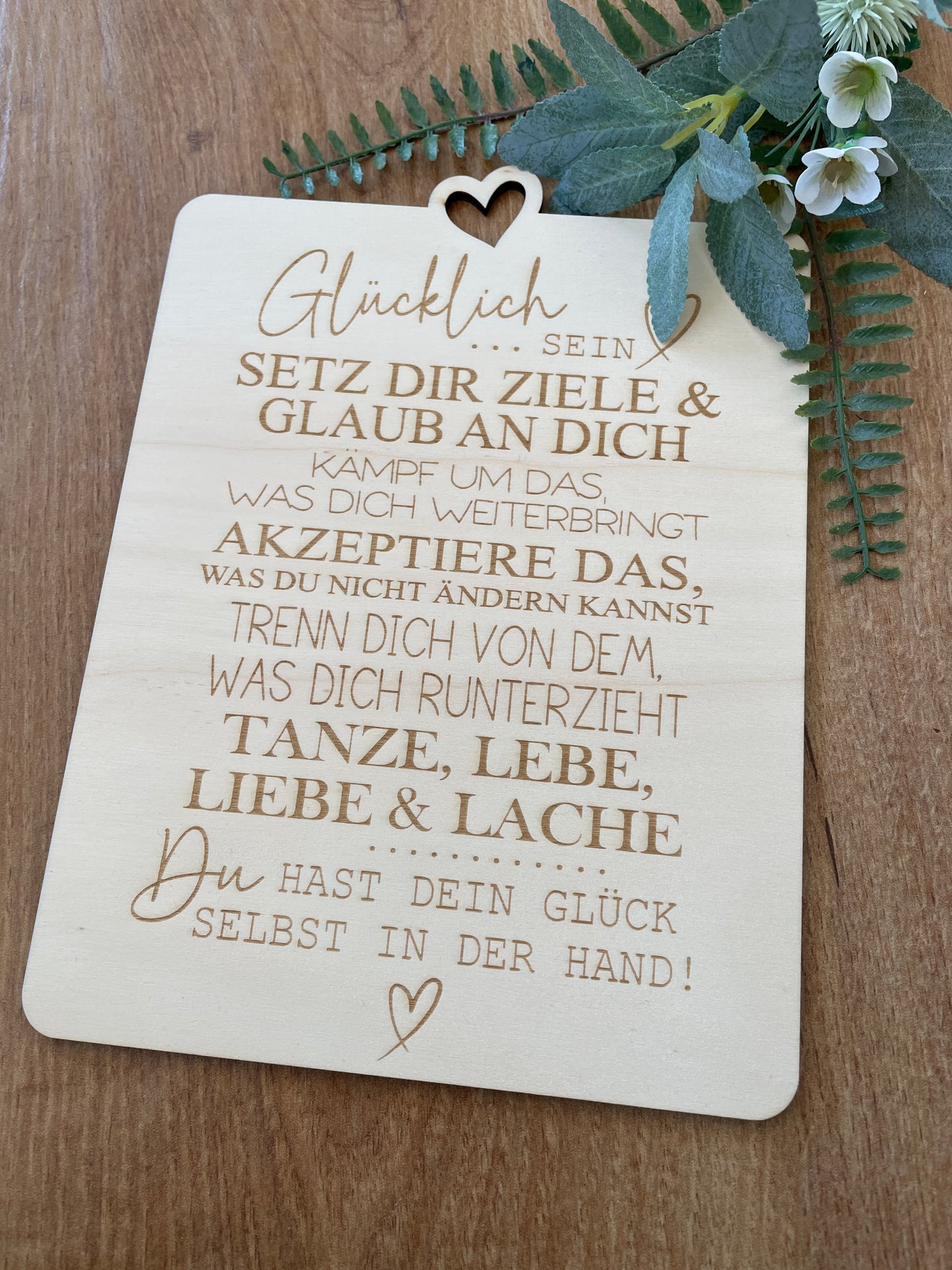Dekobrettchen "Glücklich sein" 22cmx17cm