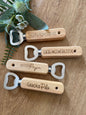 Flaschenöffner aus Holz mit Metall, verschiedene Sprüche