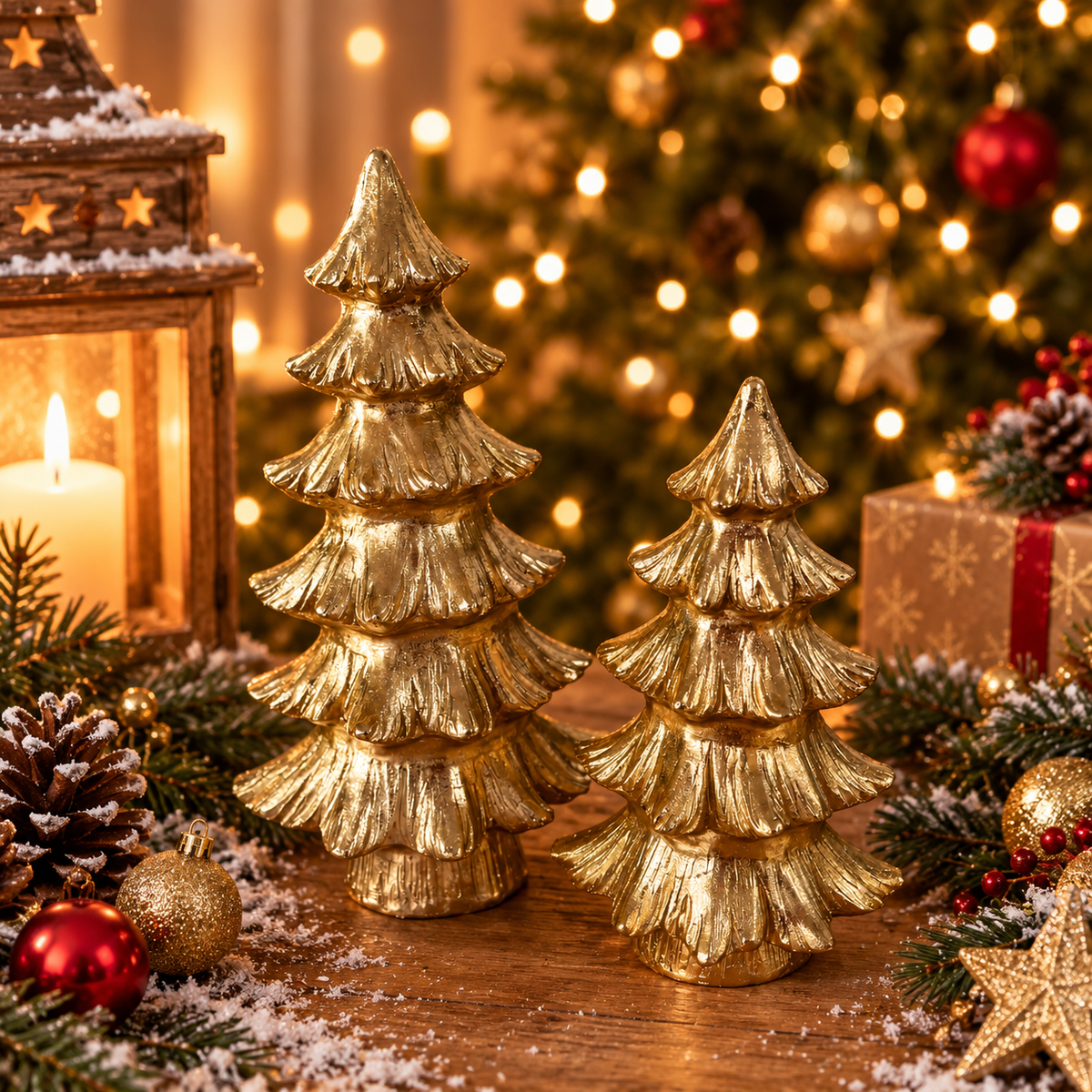 Goldener Deko-Tannenbaum als elegante Weihnachtsdeko, 35 cm hoch