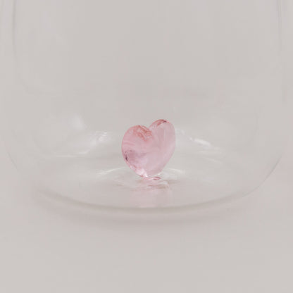Eulenschnitt, Trinkglas Herzfigur rosa