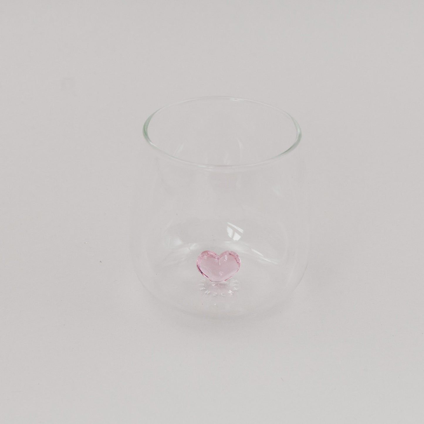 Eulenschnitt, Trinkglas Herzfigur rosa