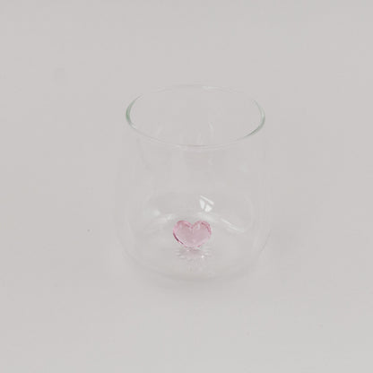 Eulenschnitt, Trinkglas Herzfigur rosa