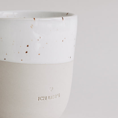 Eulenschnitt Becher Ich lieb's aus Steingut