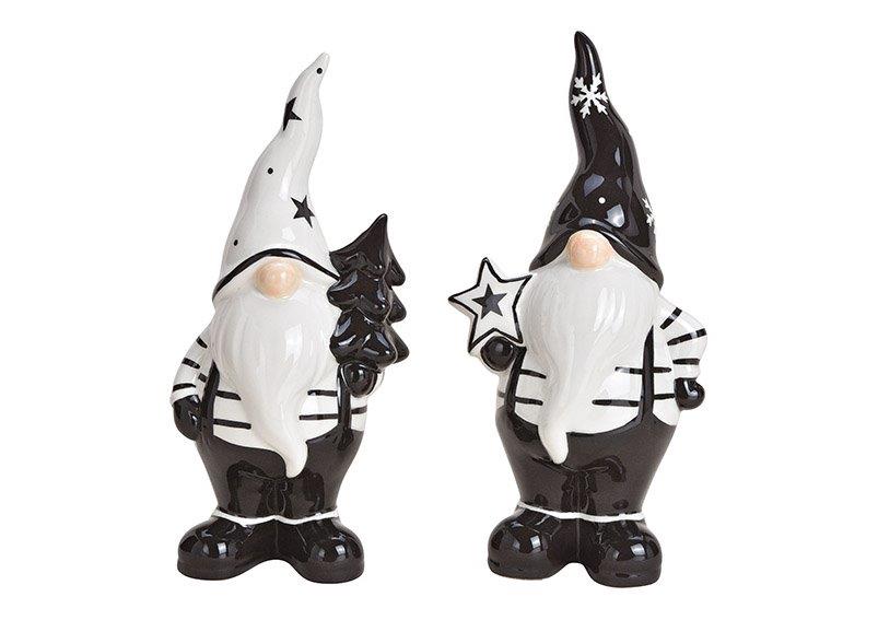 Nikolaus "Werner" und "Daniel" aus Keramik in den Farben weiß/schwarz, (B/H/T) 10x21x7 cm