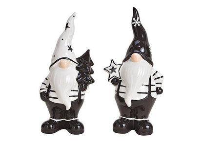 Nikolaus "Werner" und "Daniel" aus Keramik in den Farben weiß/schwarz, (B/H/T) 10x21x7 cm