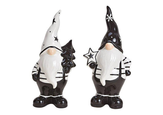 Nikolaus "Werner" und "Daniel" aus Keramik in den Farben weiß/schwarz, (B/H/T) 10x21x7 cm