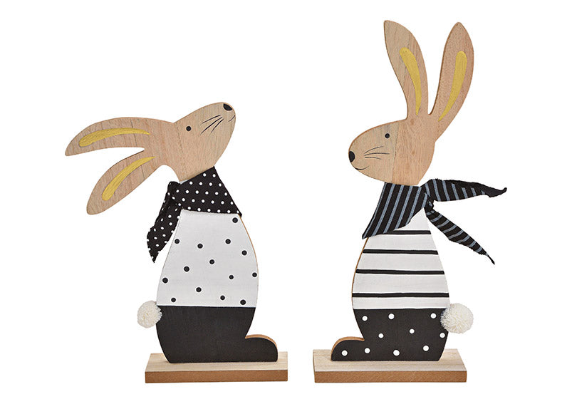 Aufsteller-Set Hase aus Holz in den Farben Schwarz und Weiß, (B/H/T) 21x28x5cm 15x36x6cm