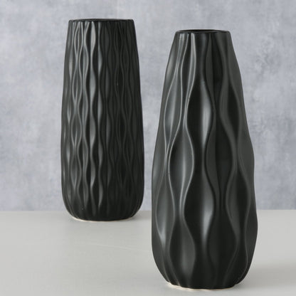 Vase "Luana" aus Keramik, Farbe schwarz, zwei Varianten, skandinavischer Style