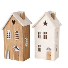 Lade das Bild in den Galerie-Viewer, Dekoaufsteller Houses, Höhe 29 cm, Farbe braun, Shabby Design
